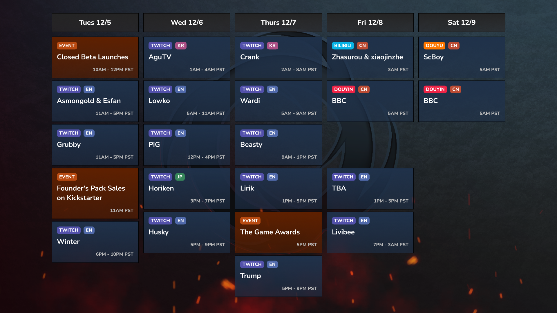 Frost Giant Stormgate Beta Week Stream Schedule